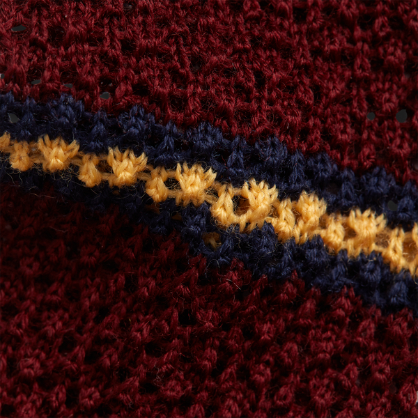 Cravate ray&eacute;e en tricot de laine Polo Ralph Lauren en Lie-de-vin/Or/Bleu marine 3
