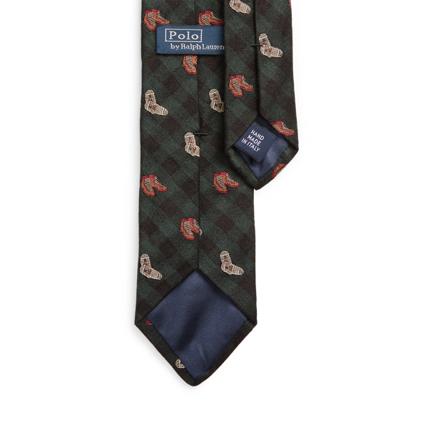 Green Snowshoe Checked Wool Narrow Tie Polo Ralph Lauren 2