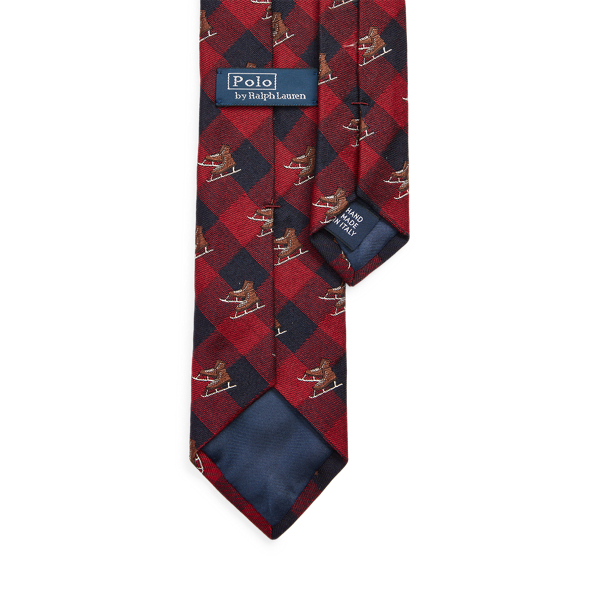 Red Ice Skate Checked Wool Narrow Tie Polo Ralph Lauren 2
