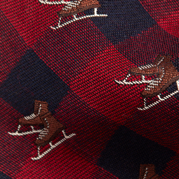 Red Ice Skate Checked Wool Narrow Tie Polo Ralph Lauren 3