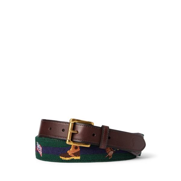 Ceinture vachette broderie sur canevas Polo Ralph Lauren en 1