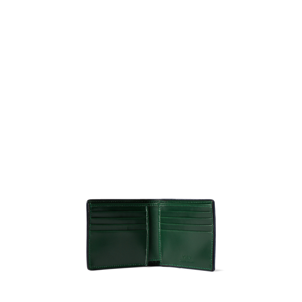 Forest Green/Navy Tartan Logo Leather Wallet Polo Ralph Lauren 3