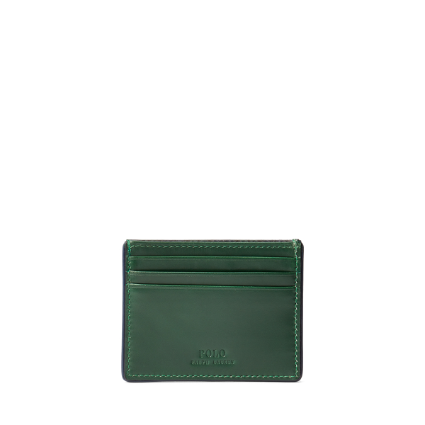 Forest Green/Navy Striped Logo Leather Card Case Polo Ralph Lauren 2