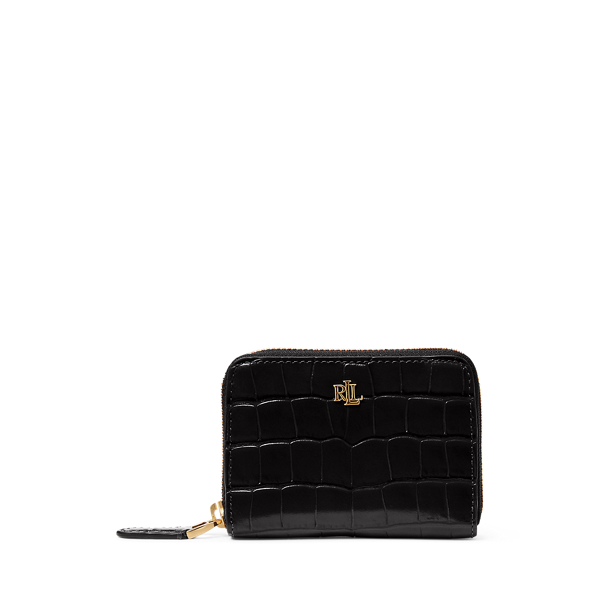 Embossed Leather Zip Wallet