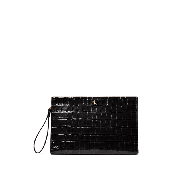 Embossed Leather Large Pouch Lauren 1