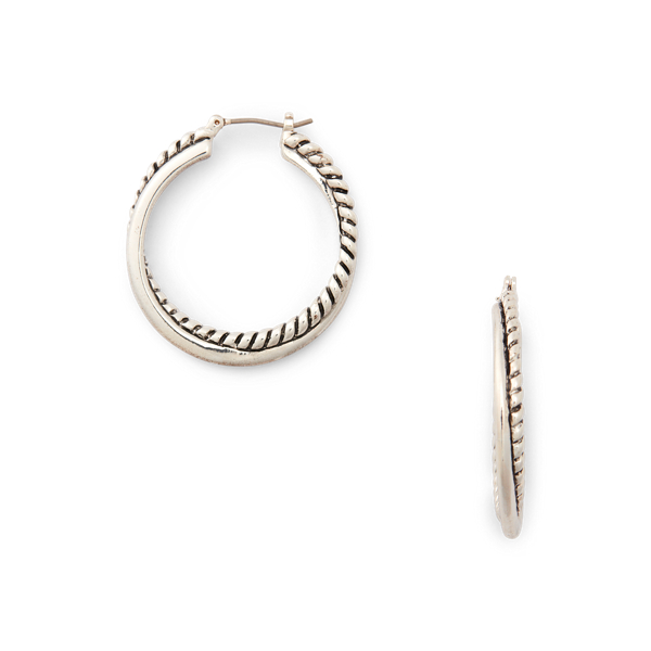 Silver Silver-Tone Twist Hoop Earrings Lauren 2