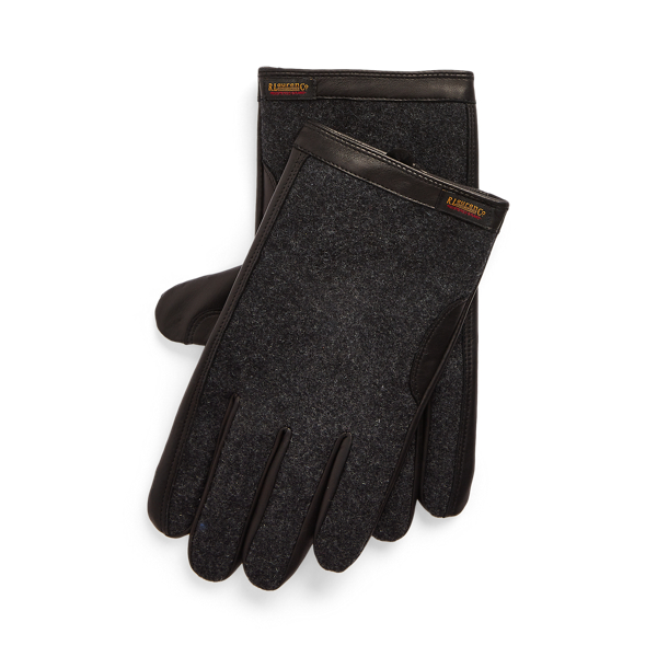 Leather &amp; Wool-Blend Touch-Screen Gloves