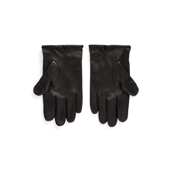 Black Waxed Canvas &amp; Leather Touch Gloves Polo Ralph Lauren 2