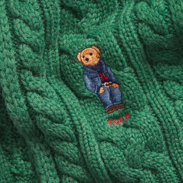 Stuart Green Polo Bear Cable-Knit Scarf Polo Ralph Lauren 2