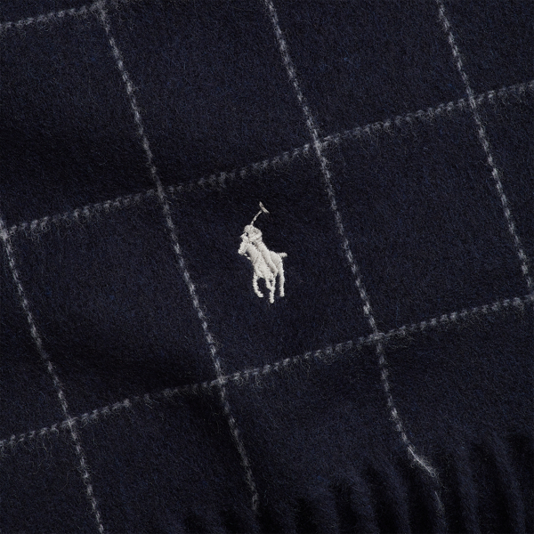 Wollschal mit Windowpane-Karo Polo Ralph Lauren in J&auml;ger-Navy 2