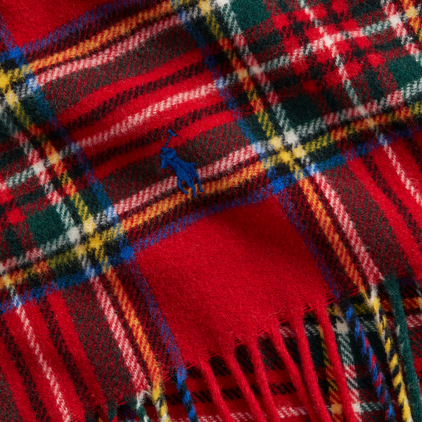 Red Steward Plaid Wool Scarf Polo Ralph Lauren 2