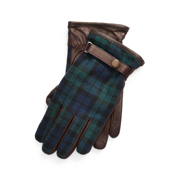 Plaid Leather Touch Screen Gloves