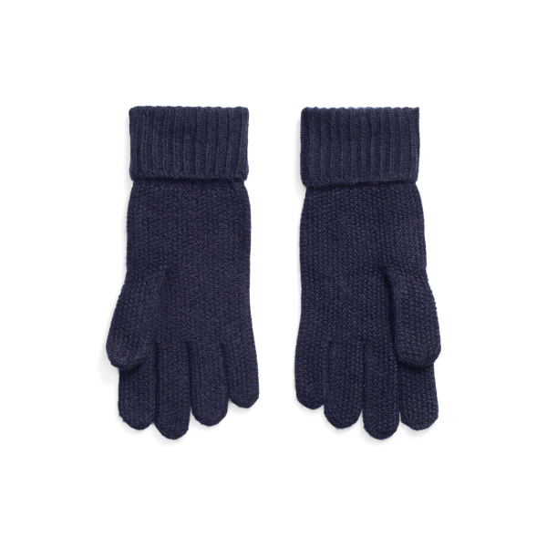 Hunter Navy Contrast-Knit Touch Screen Gloves Polo Ralph Lauren 2