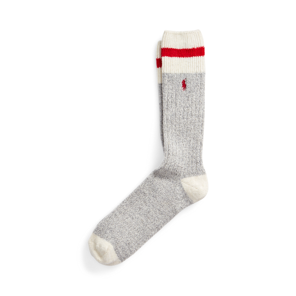 Striped-Cuff Wool-Blend Crew Socks