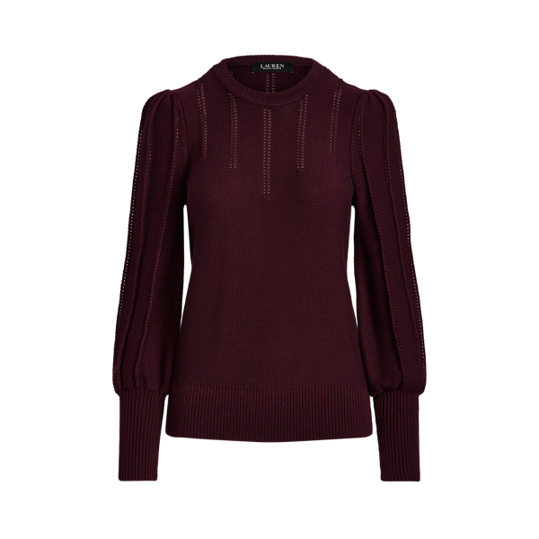 Pinot Noir Puff-Sleeve Cotton Sweater Lauren 2