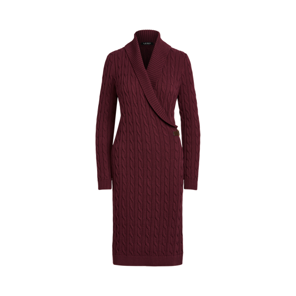 Cable-Knit Buckle-Trim Sweater Dress Lauren 1