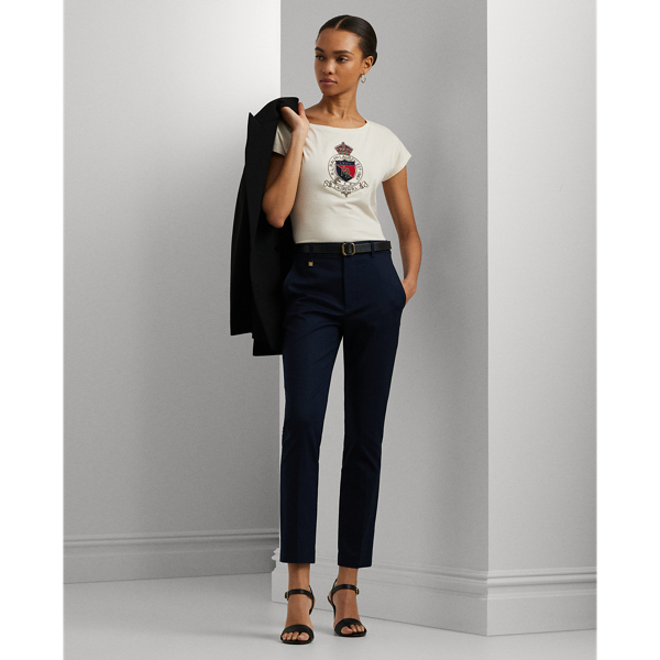 Lauren Navy Double-Faced Stretch Cotton Pant Lauren 1