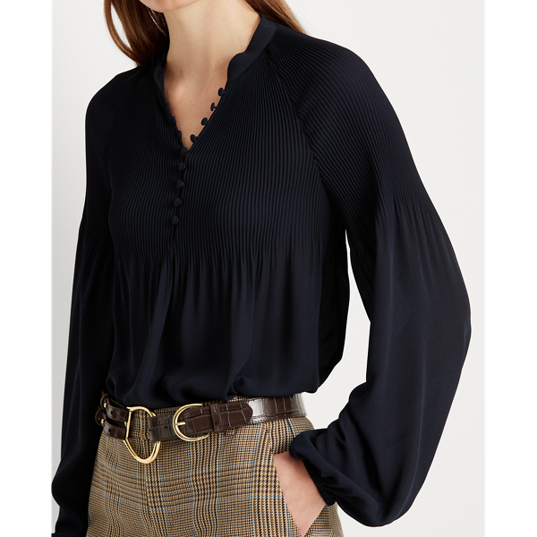 Plissierte Georgette-Bluse Lauren in Lauren-Navy 6