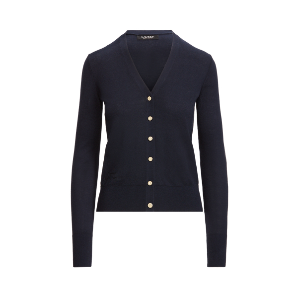 Cotton-Blend Cardigan Sweater Lauren em 1