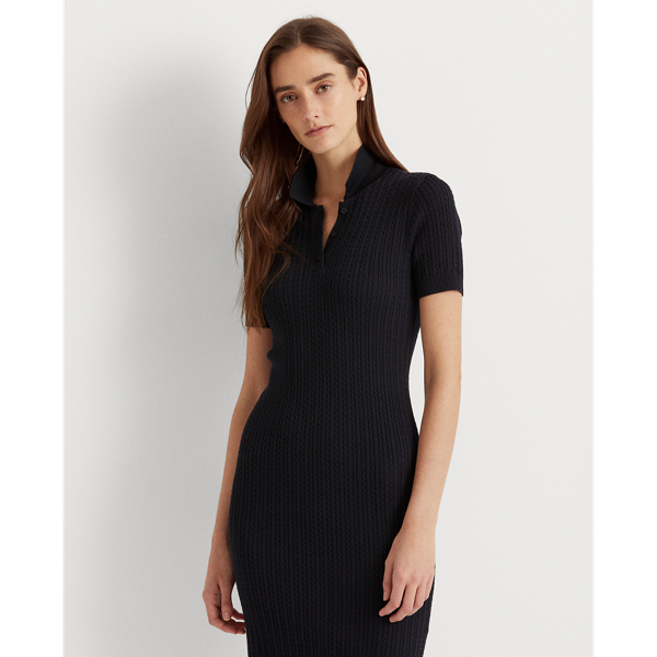 Cable-Knit Polo Dress