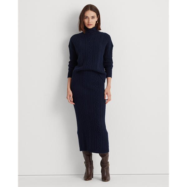 Lauren Navy Cable-Knit Wool-Cashmere Sweater Lauren 4