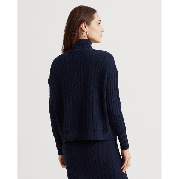Lauren Navy Cable-Knit Wool-Cashmere Sweater Lauren 5