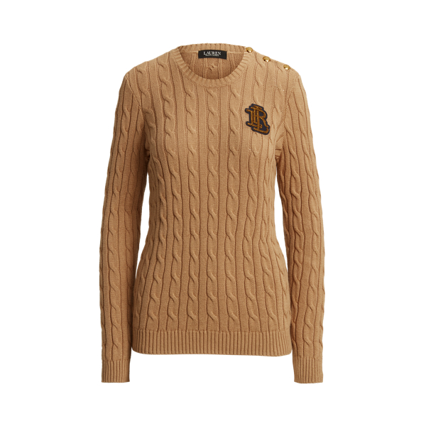 Button-Trim Cable-Knit Jumper Lauren 1