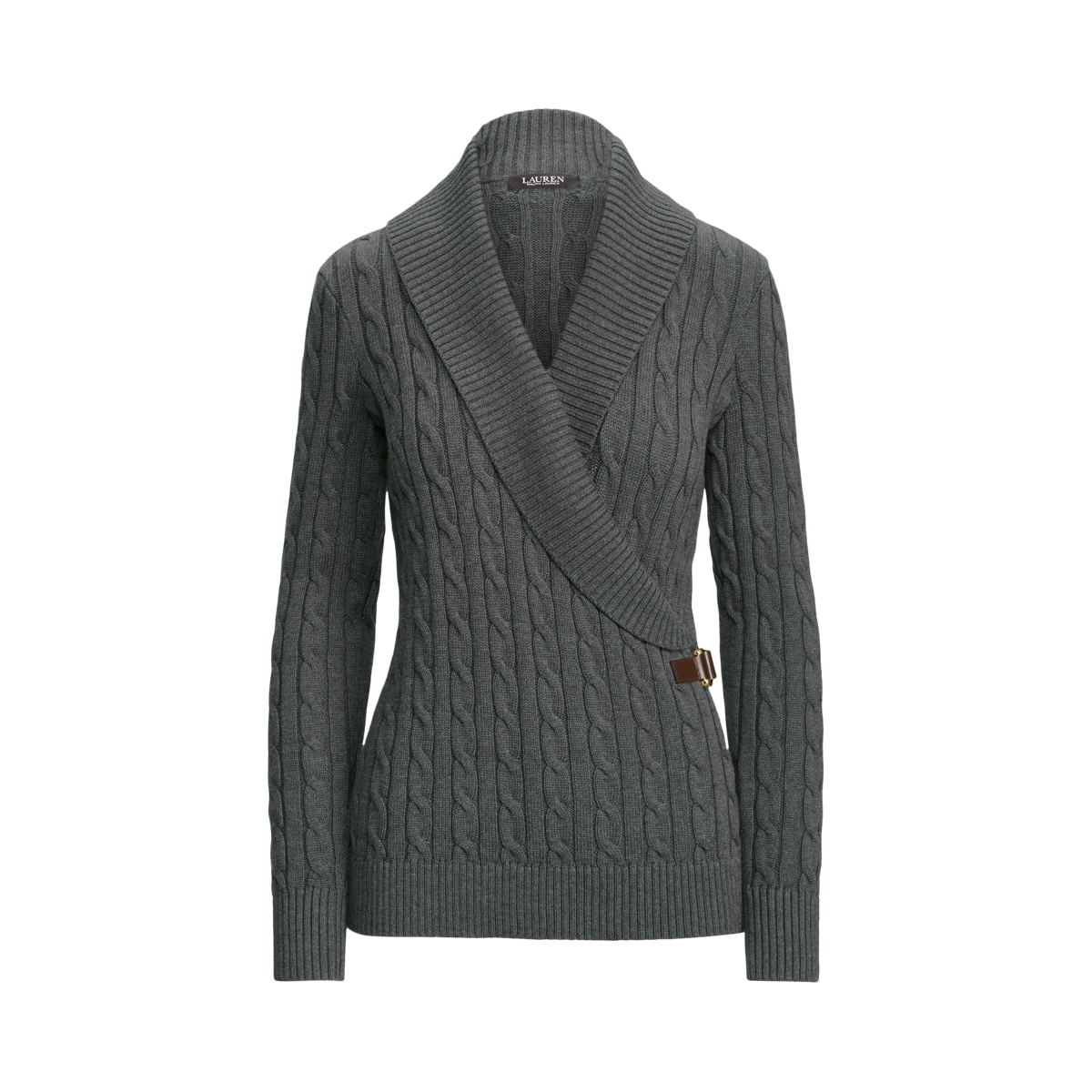Cable-Knit Buckle-Trim Sweater