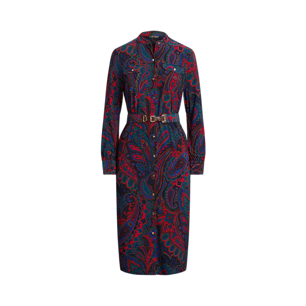 Paisley Belted Jersey Shirtdress Lauren 1