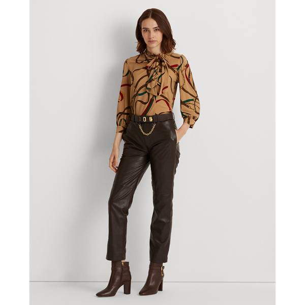 Classic Camel Multi Equestrian-Print Mockneck Top Lauren 3