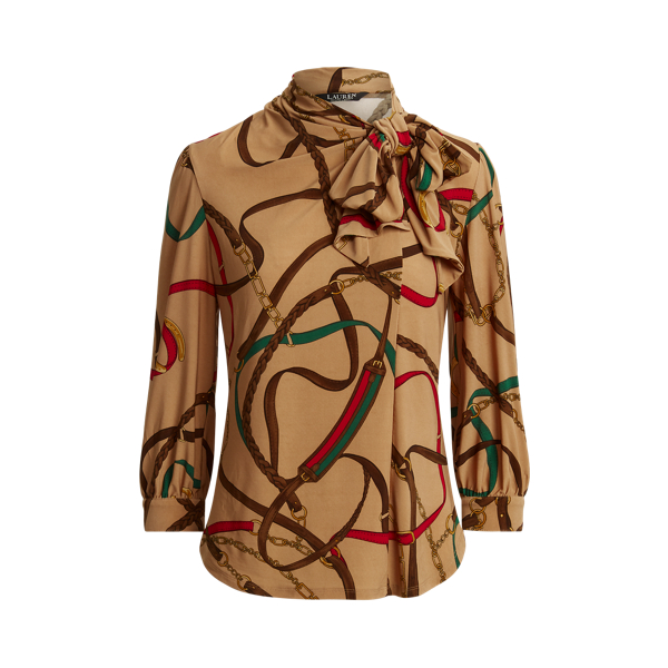 Top estampado con cuello semicisne