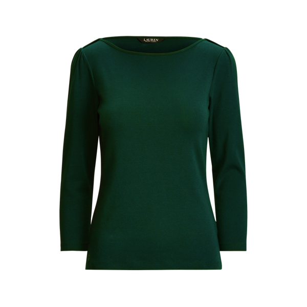 Stretch Cotton Three-Quarter-Sleeve Top Lauren 1