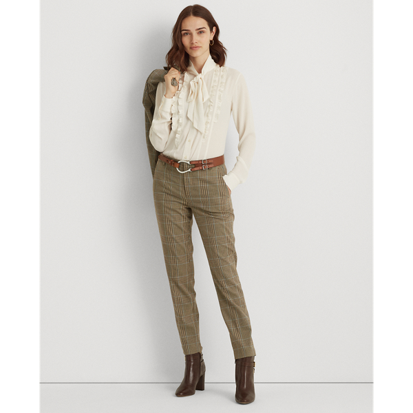 Mascarpone Cream Georgette Tie-Neck Blouse Lauren 4