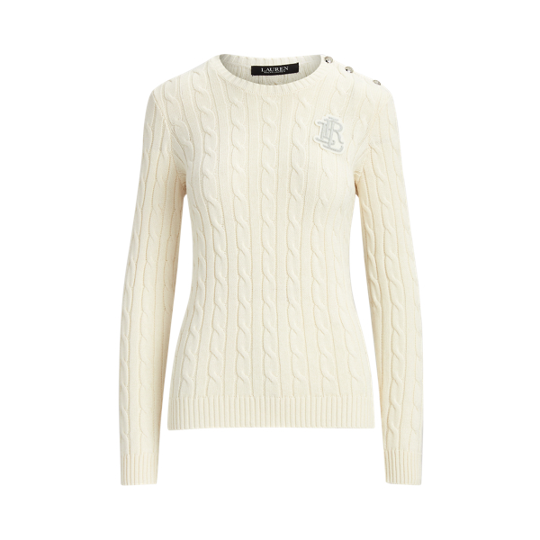 Button-Trim Cable-Knit Jumper Lauren 1