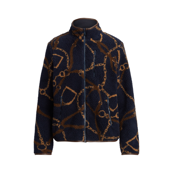 Belting-Print Faux-Shearling Jacket Lauren 1
