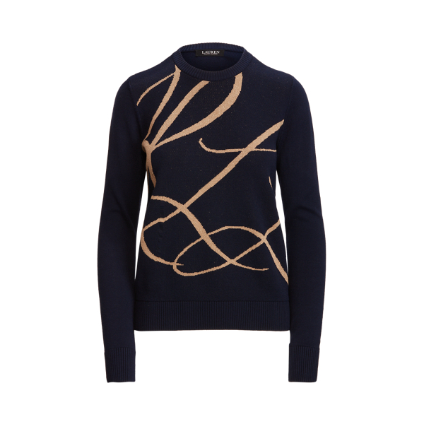 Trui van katoenmix met metallic logo Lauren Petite in 1