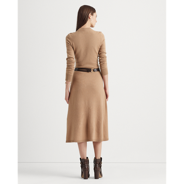 Classic Camel Wool-Blend Long-Sleeve Sweater Dress Lauren Petite 5