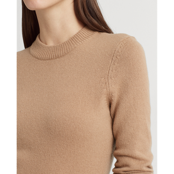 Classic Camel Wool-Blend Long-Sleeve Sweater Dress Lauren Petite 6