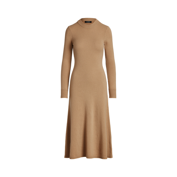 Classic Camel Wool-Blend Long-Sleeve Sweater Dress Lauren Petite 2