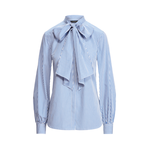 Striped Tie-Neck Shirt Lauren Petite 1