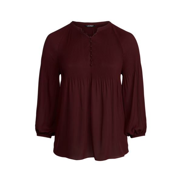 Pleated Georgette Blouse Lauren Woman em 1
