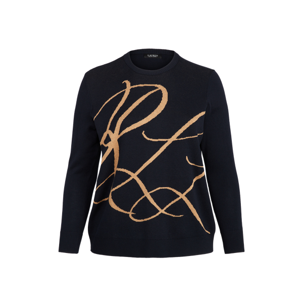 Pull &agrave; logo m&eacute;tallis&eacute; en coton m&eacute;lang&eacute; Lauren Woman en 1