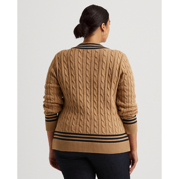 Classic Camel/ Lauren Nav Logo Cricket Sweater Lauren Woman 5