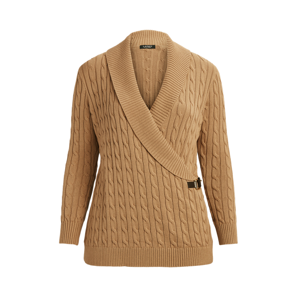 Pull torsad&eacute; avec bordure &agrave; boucle Lauren Woman en 1