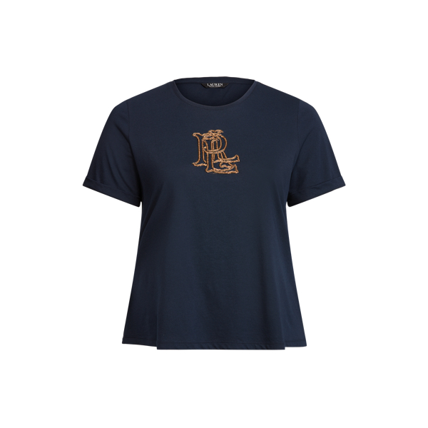 Logo Cotton-Blend Tee Lauren Woman 1