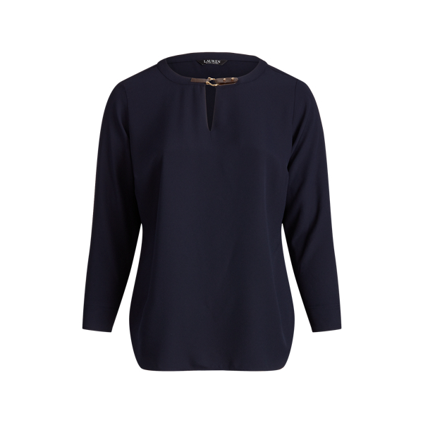 Buckle-Trim Georgette Tunic Lauren Woman 1