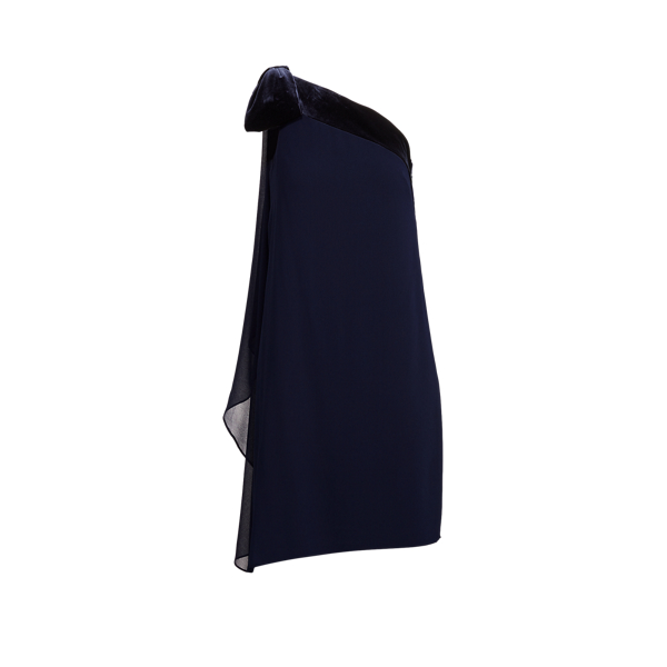 Robe asym&eacute;trique en georgette Lauren en 1