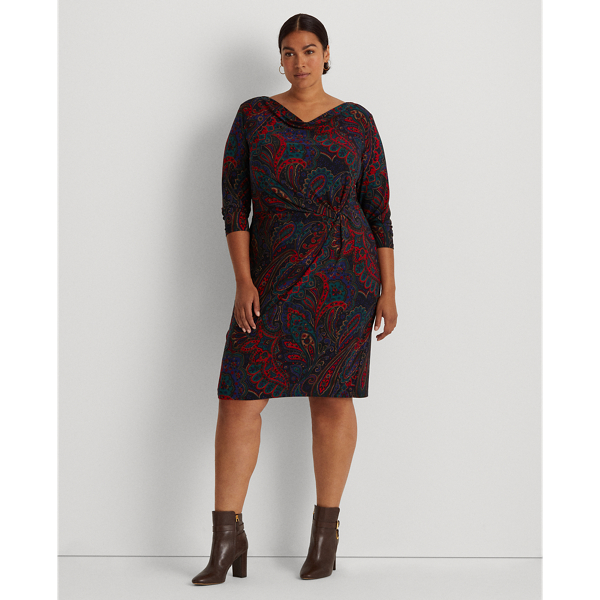 Paisley Twisted-Knot Jersey Dress