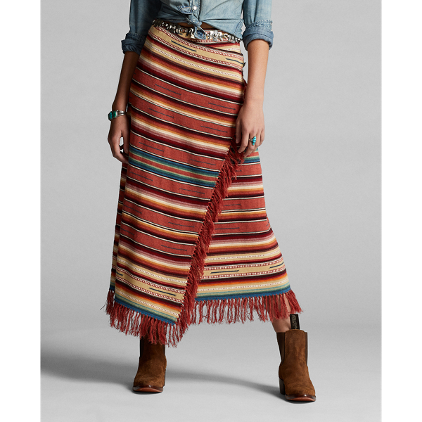 Rust Multi Southwestern Fringe Wrap Skirt RRL 3
