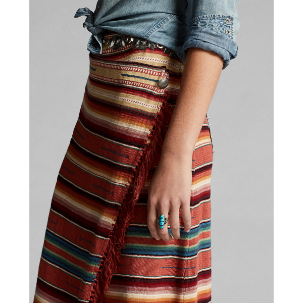 Rust Multi Southwestern Fringe Wrap Skirt RRL 5